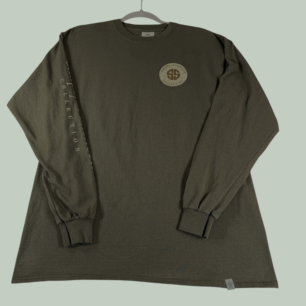 Simply Southern Women's Long Sleeve T-Shirt XL Olive Green Psalm 46:5 NWOT